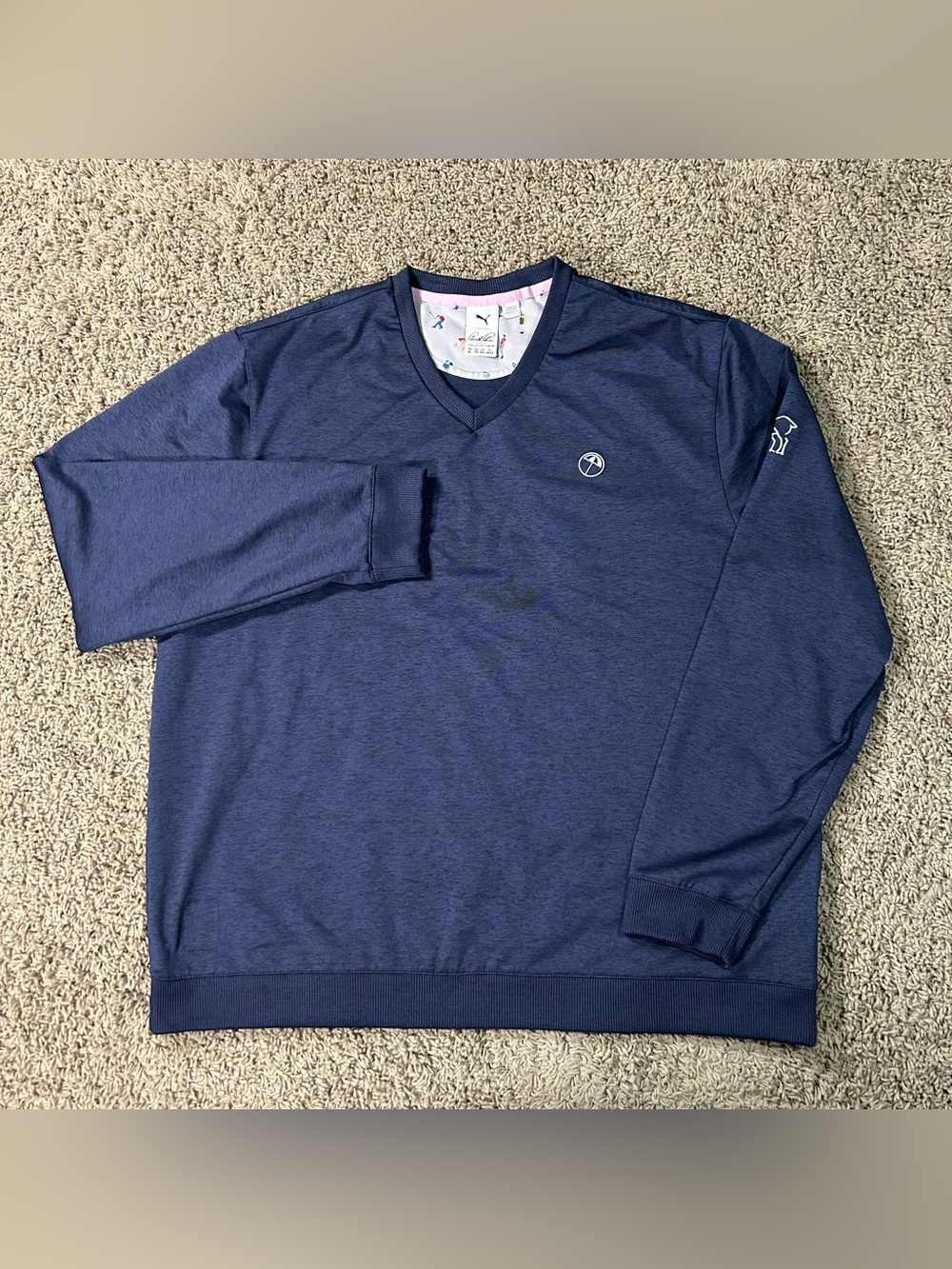 Puma X Arnold Palmer Men XL Blue Sweater UPF40 Cloudspun 4Way Stretch Moose Logo